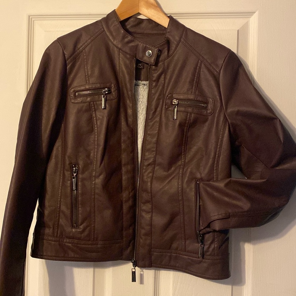 NWOT Joujou brown faux leather jacket
